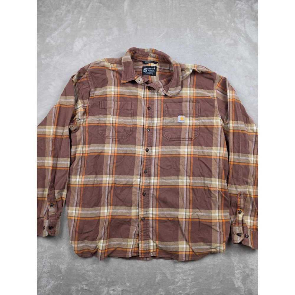 Carhartt Flannel Shirt Mens 2XLT Plaid Rugged Flex Relaxed Fit Workwear TW5945-M